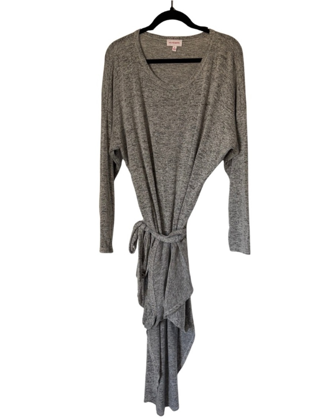 Molly & Isadora Cozy Grey Tie-Waist Knit Dress